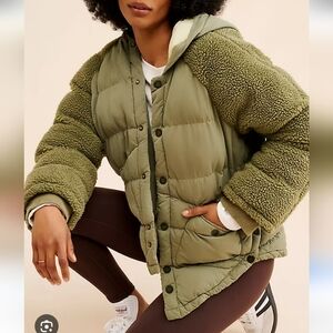 Anthropologie Olive Green Puffer Jacket